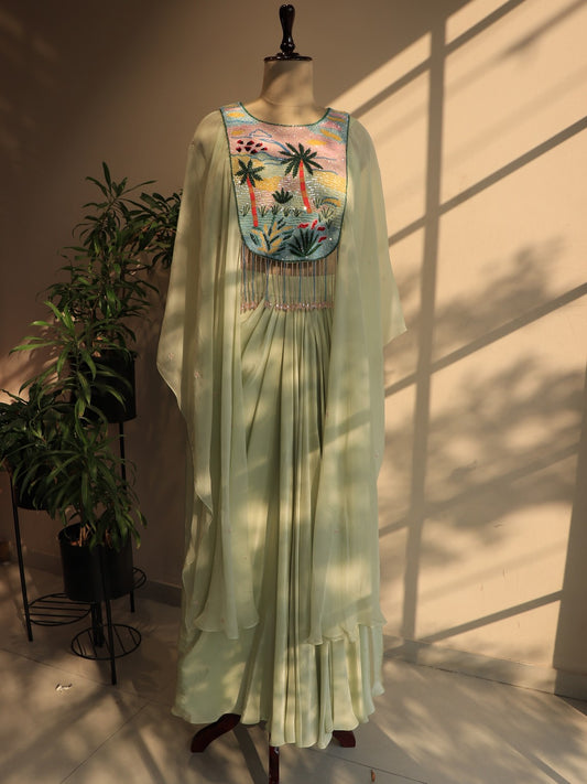 Mint green cape with skirt