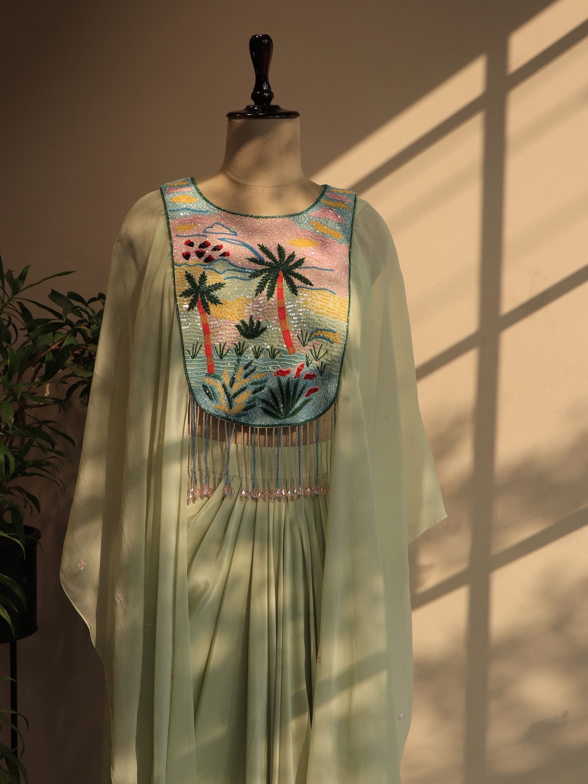 Mint green cape with skirt