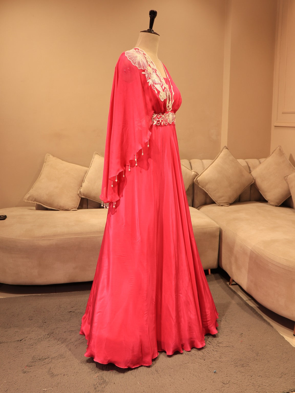Hot pink drape gown
