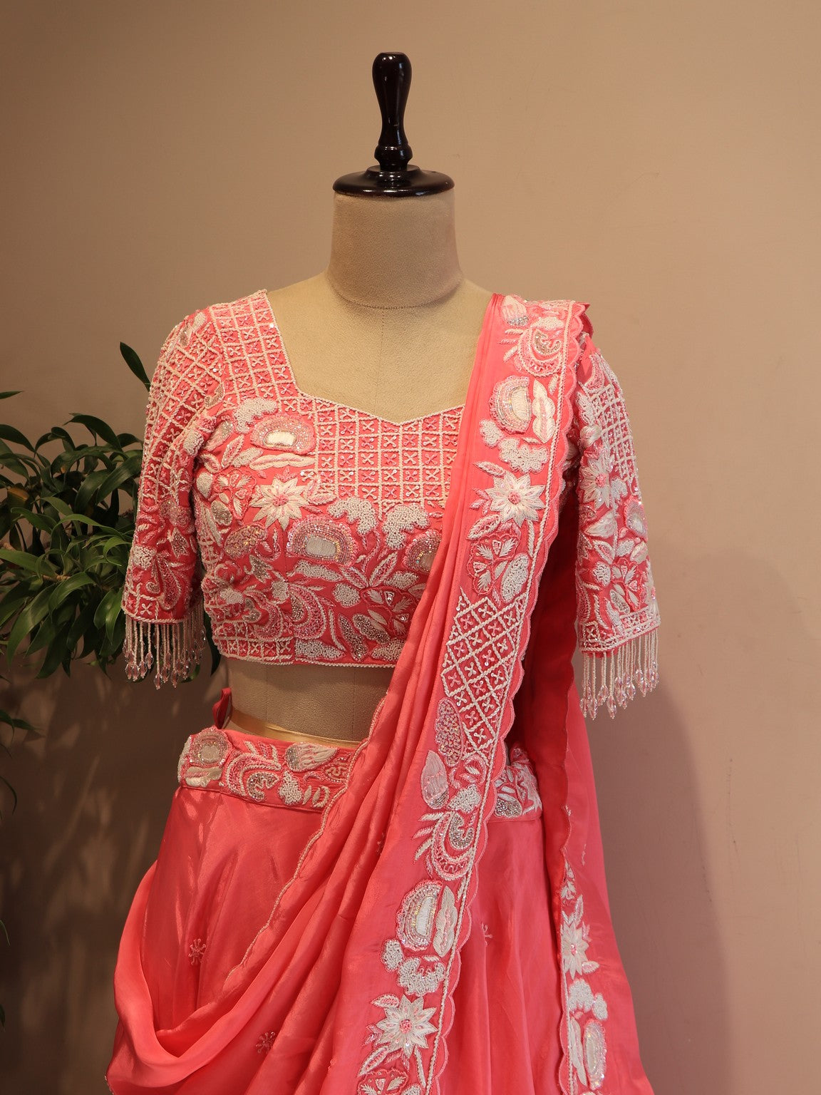 Pink embroidered lehenga set