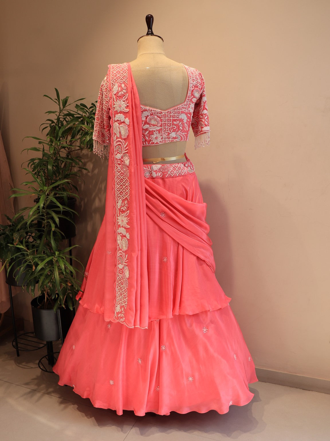 Pink embroidered lehenga set