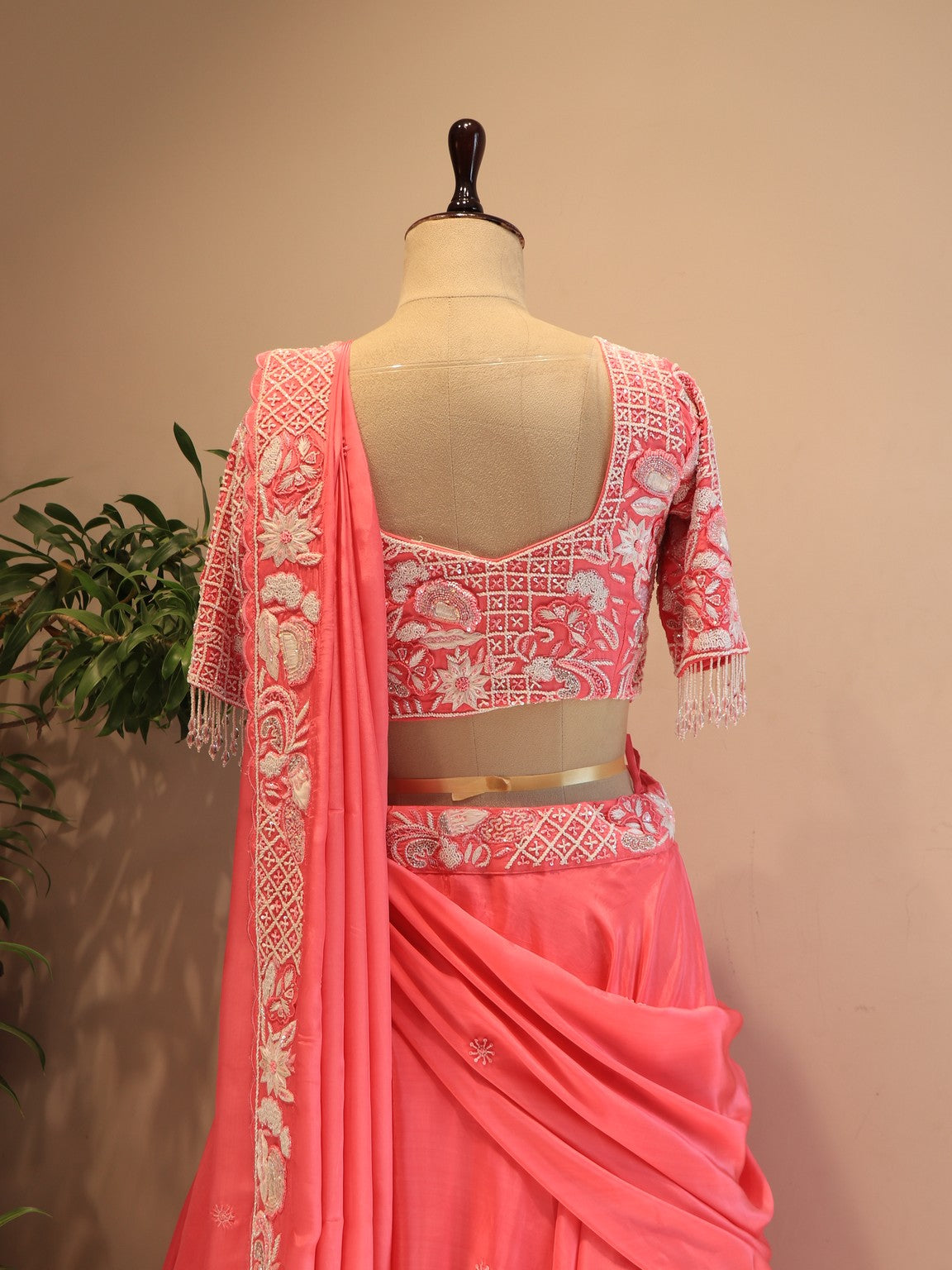 Pink embroidered lehenga set
