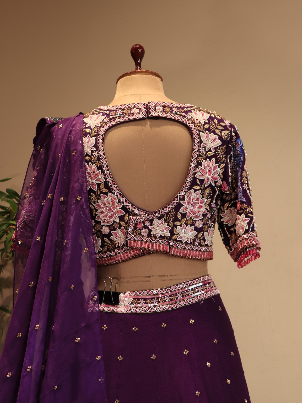 Deep purple peacock lehenga set