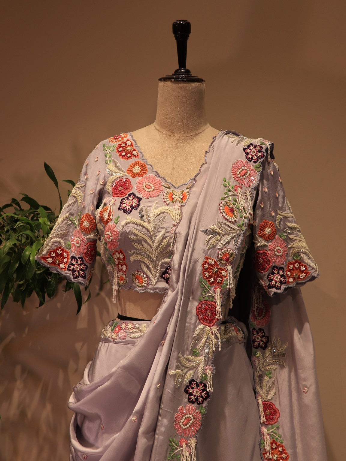 Ice blue embroidered lehenga set