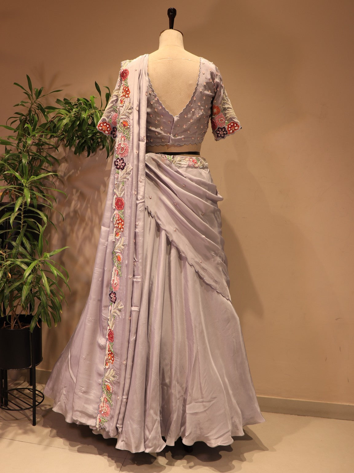 Ice blue embroidered lehenga set