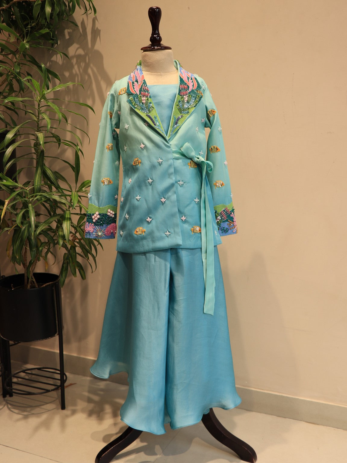 Sea green aqua kids dress