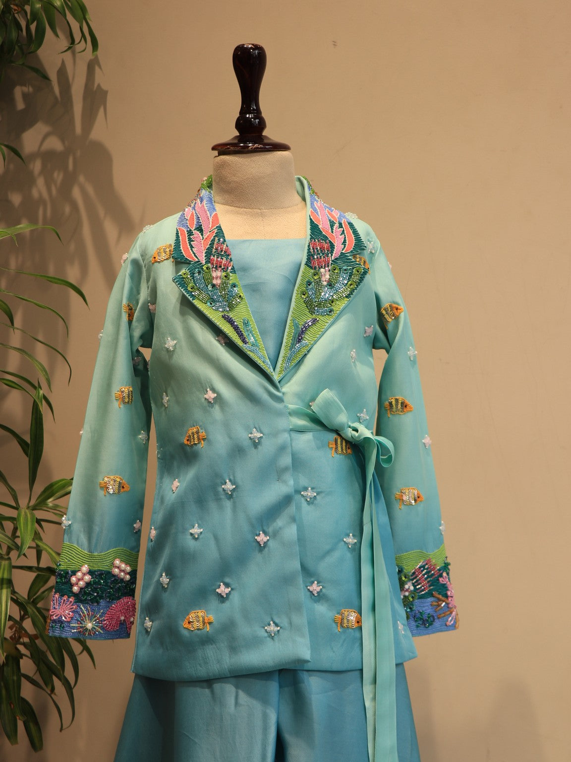 Sea green aqua kids dress