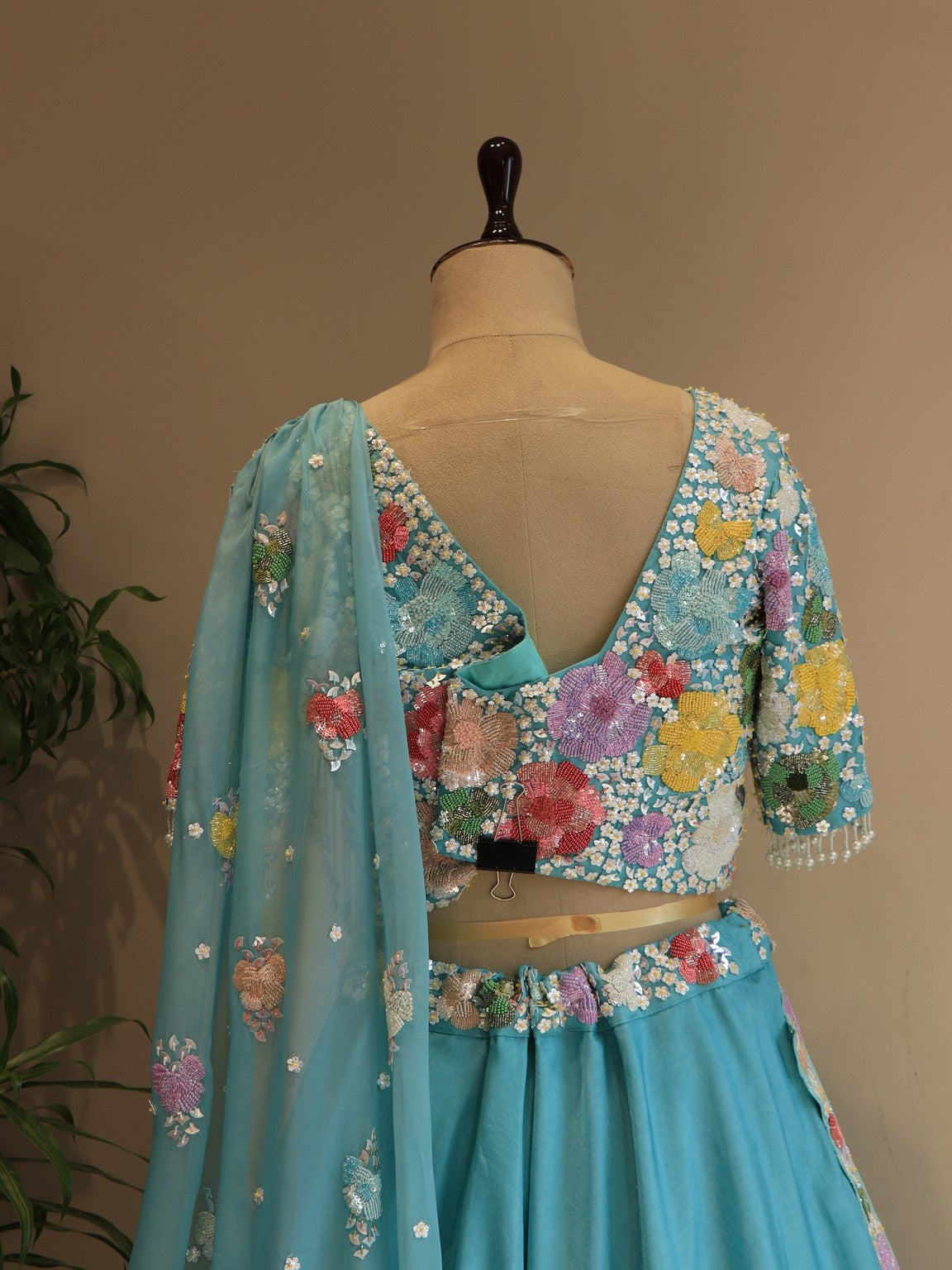 Sea green shaded embroidered lehenga set