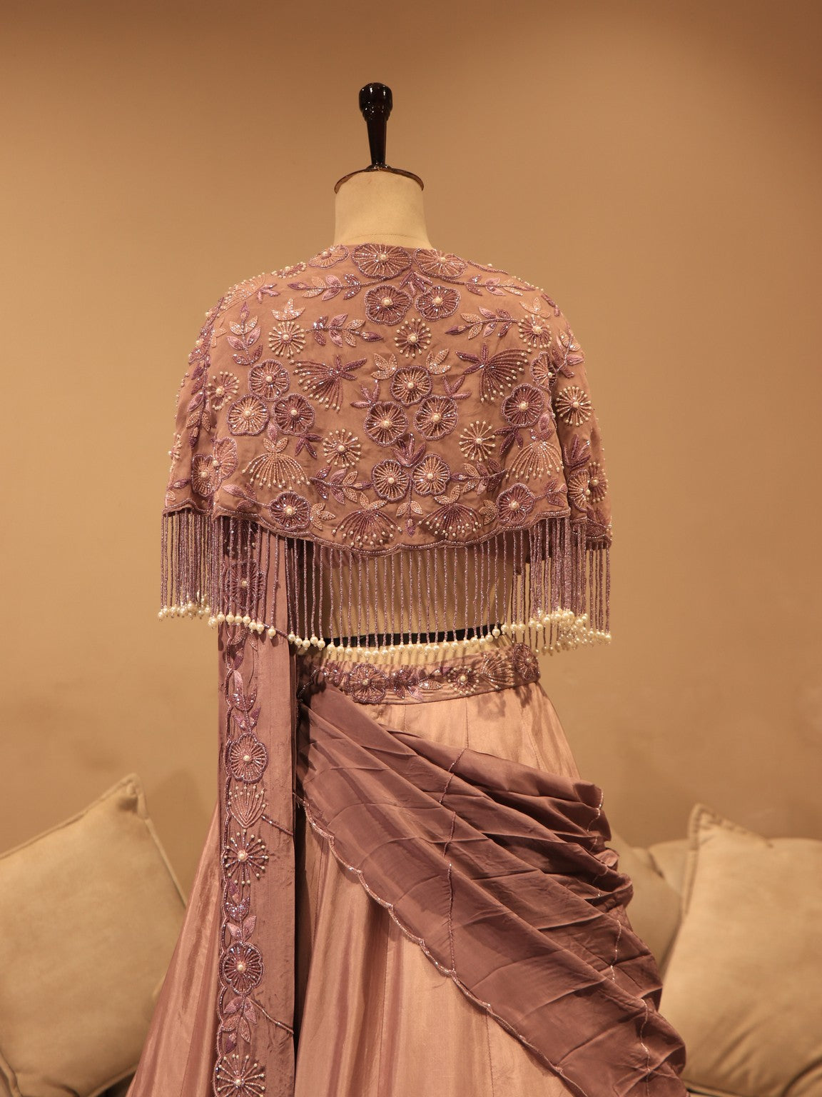 Mauve shaded cape top lehenga set