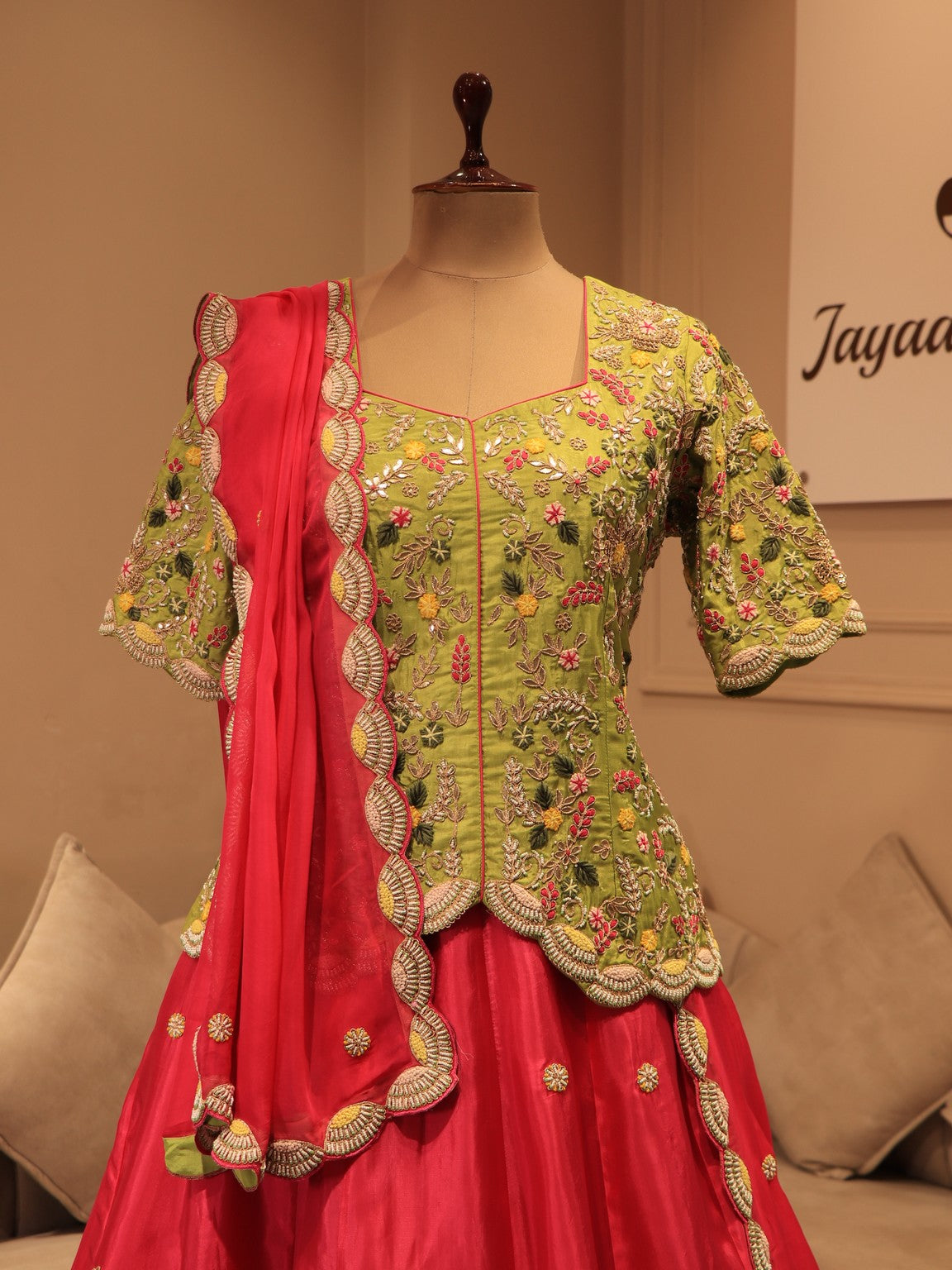 Green rani kurti skirt dupatta