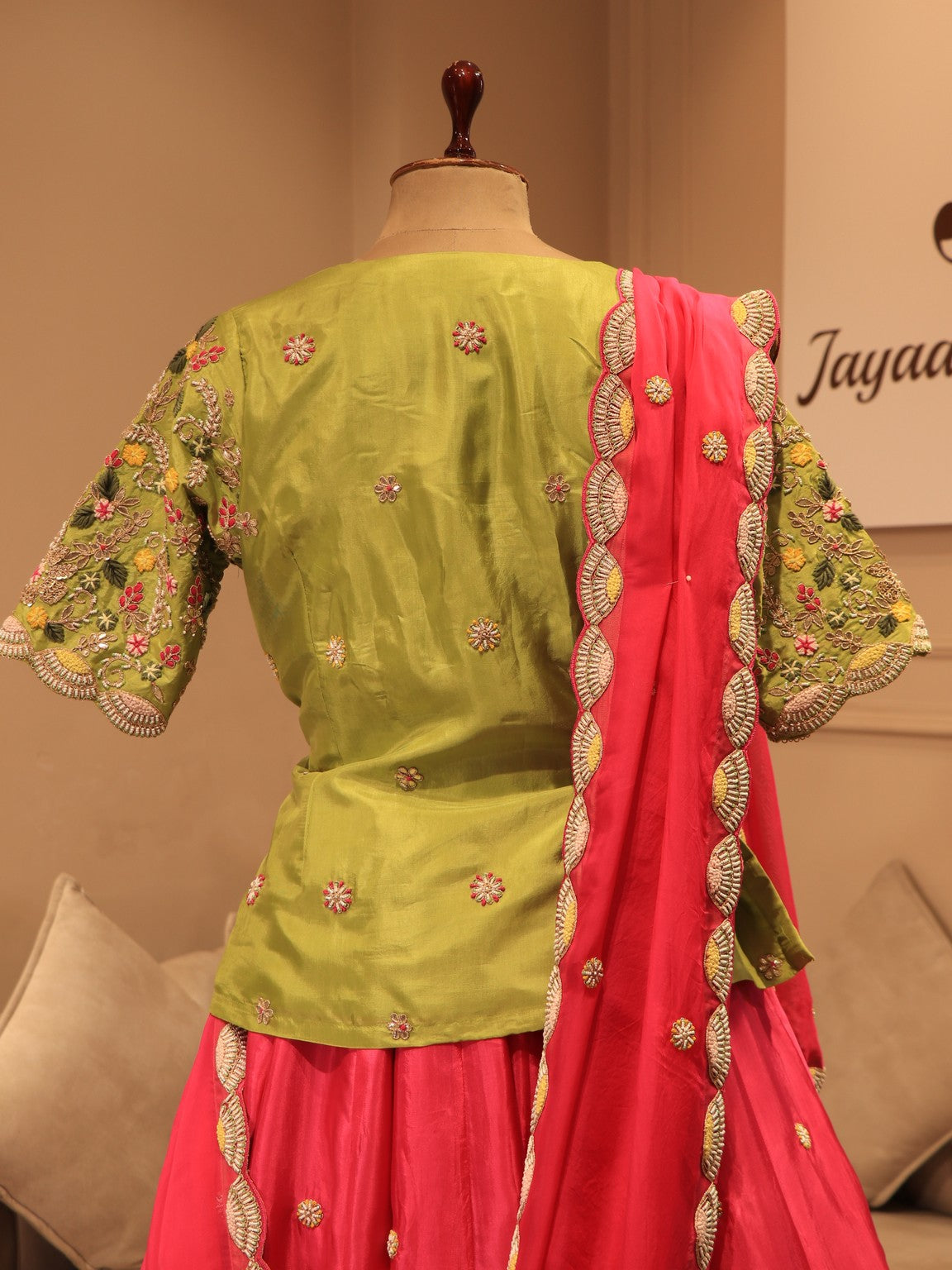 Green rani kurti skirt dupatta