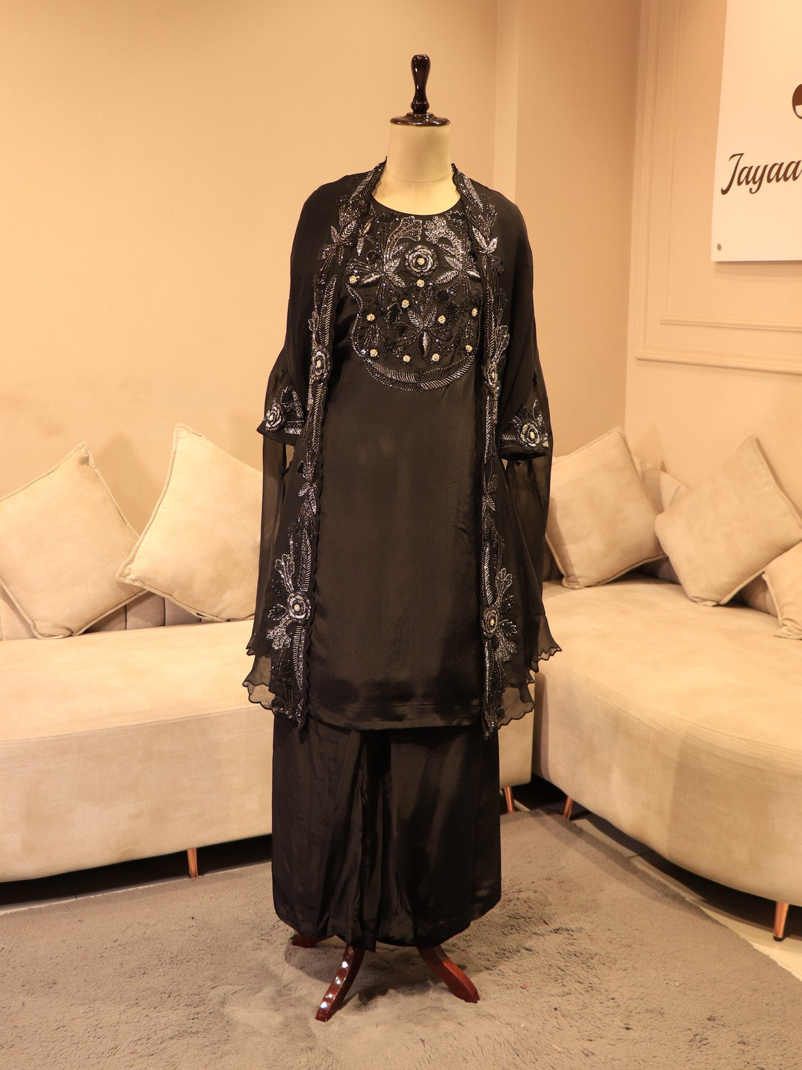 Back cape kurti with plazo