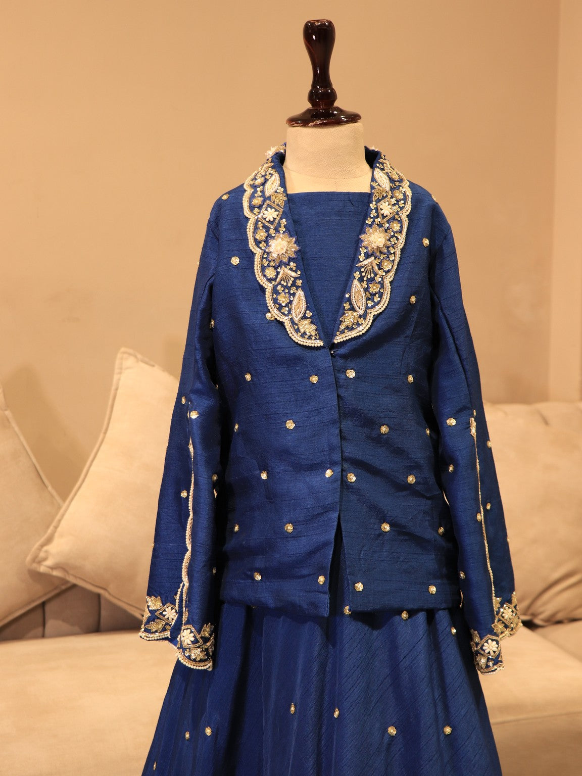 Deep royal blue kids top with skirt