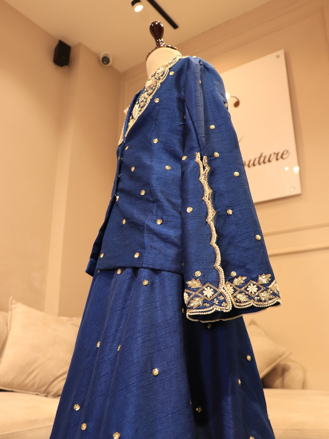 Deep royal blue kids top with skirt