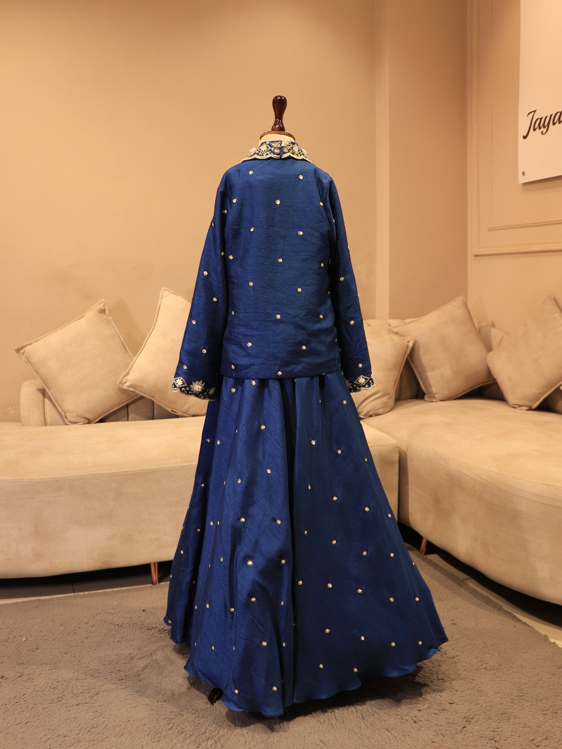 Deep royal blue kids top with skirt