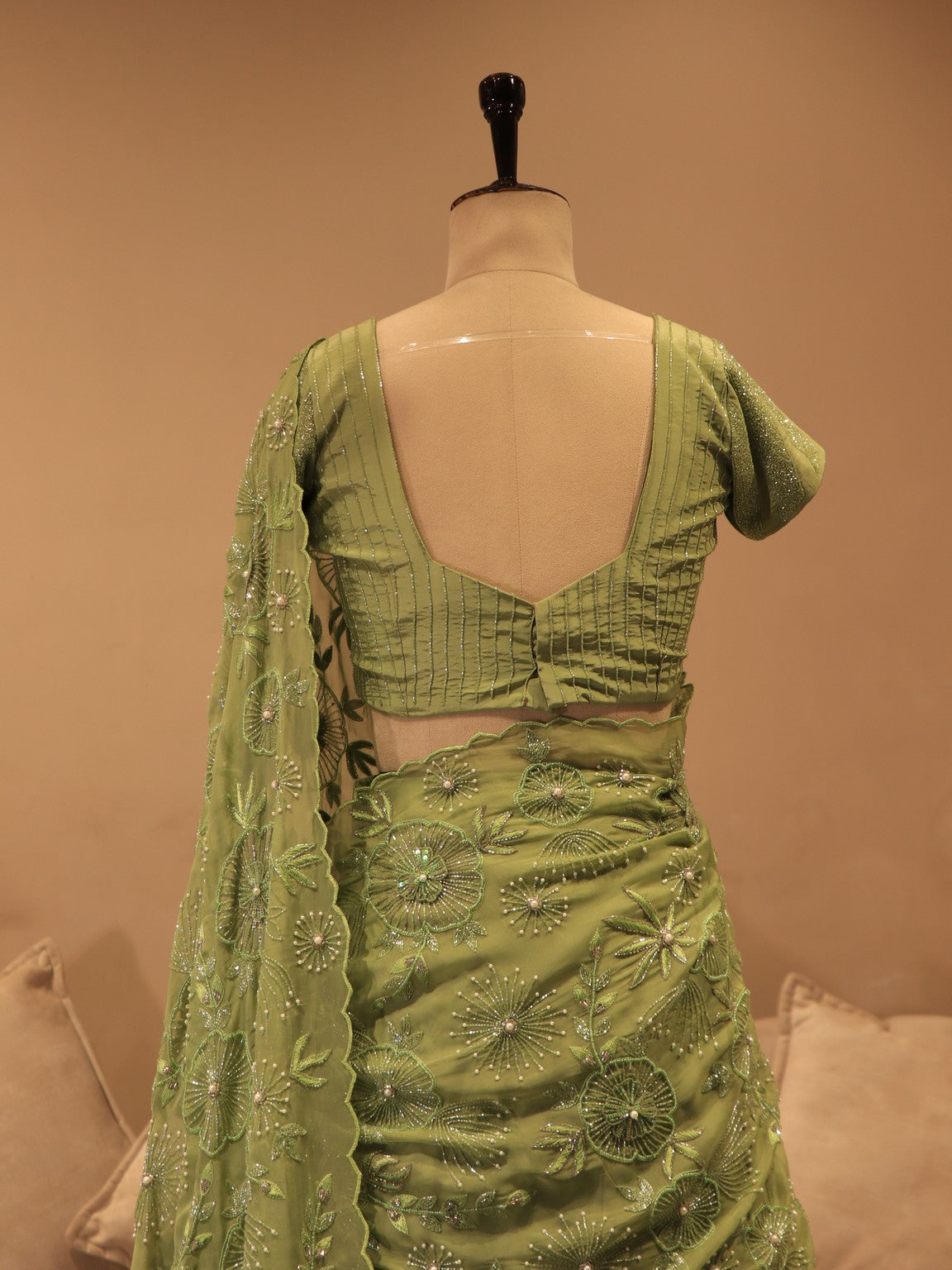 Mint green embroidered lehenga set