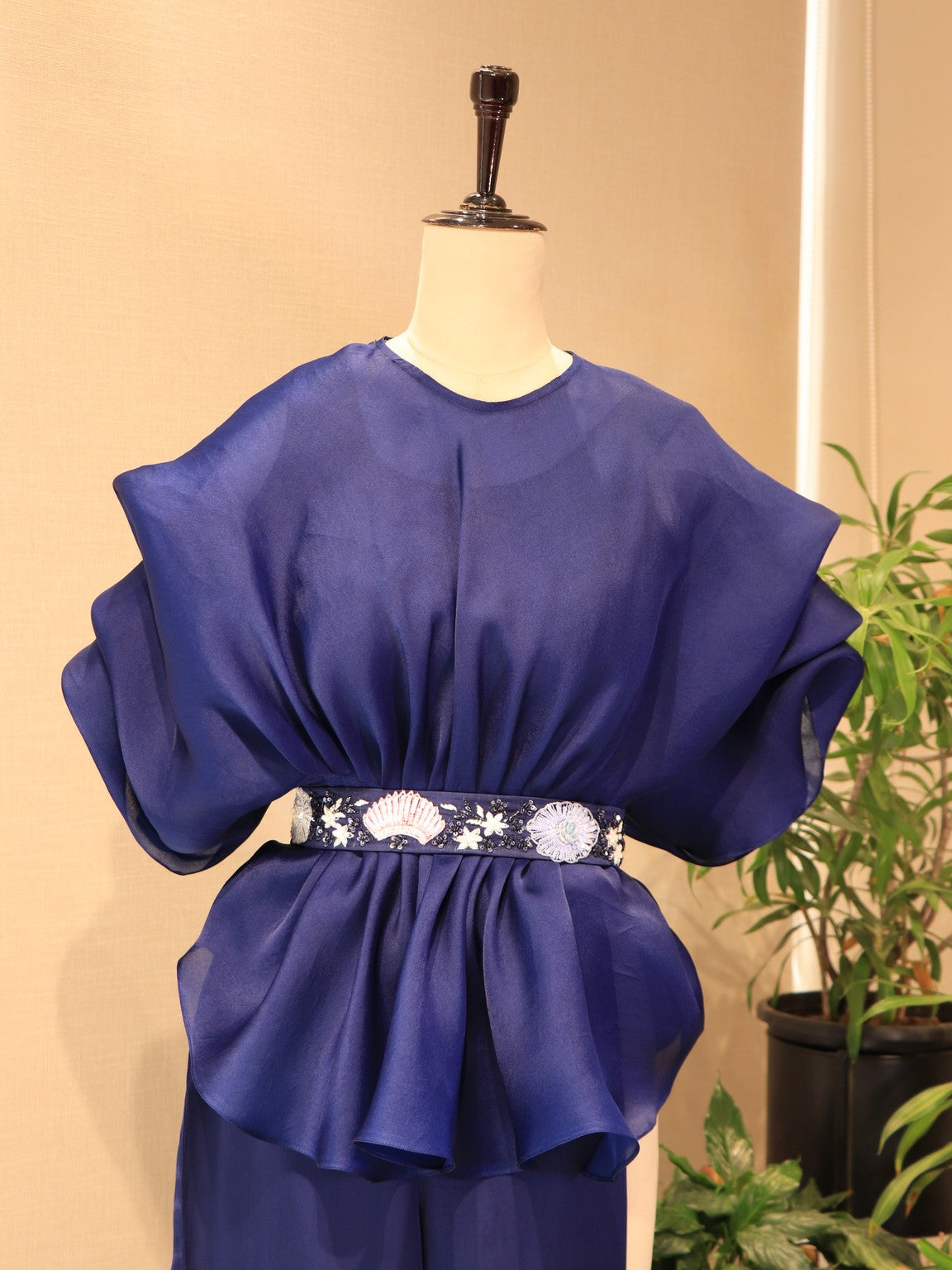 Deep purple cape top with plazo