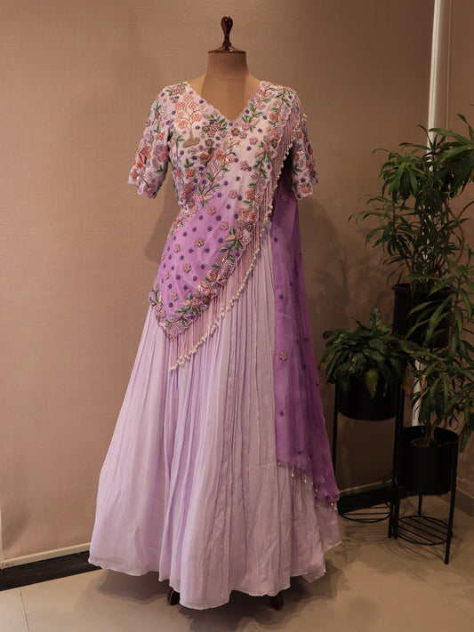 Lavander shaded embroidered lehenga set