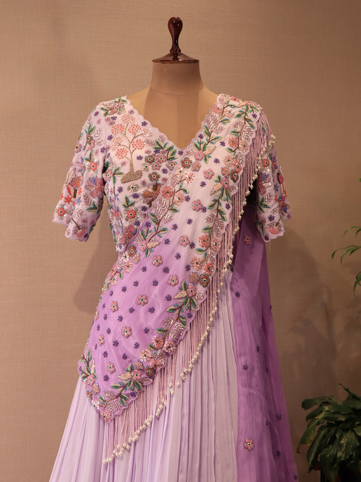 Lavander shaded embroidered lehenga set