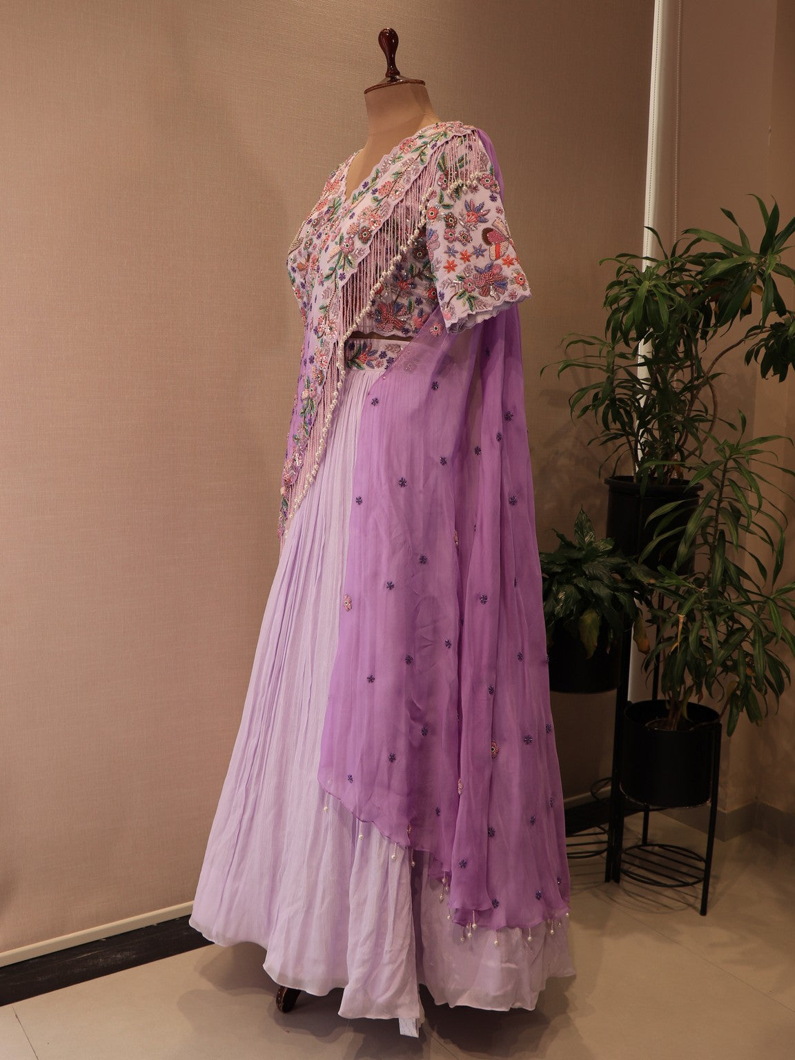 Lavander shaded embroidered lehenga set