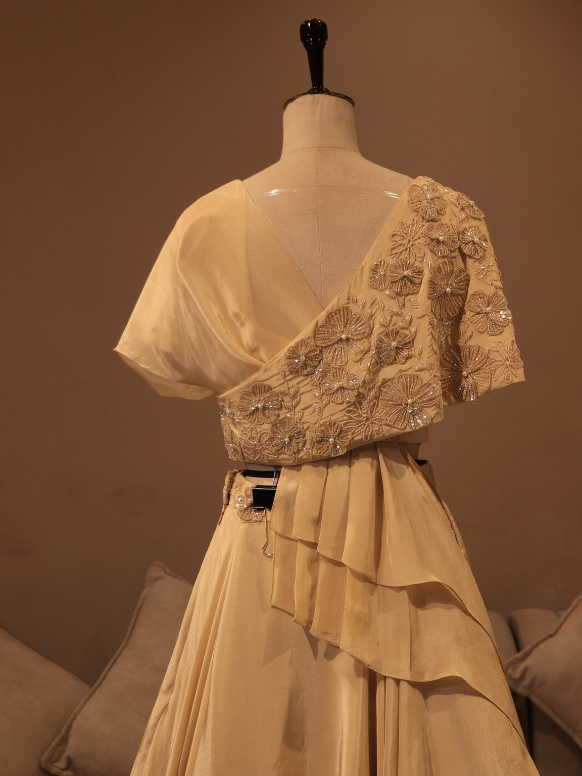champagne gold cape top skirt