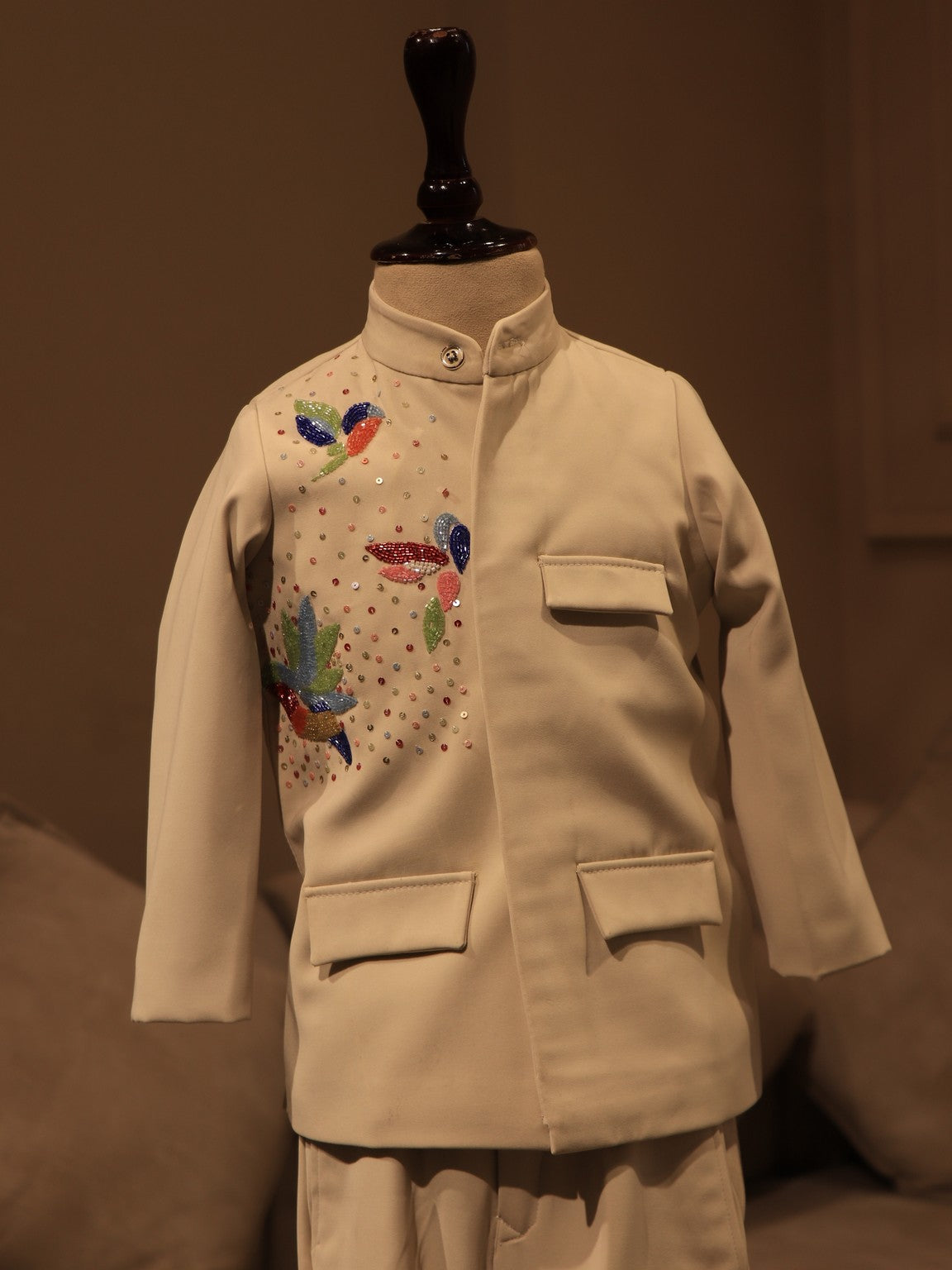 Pearl white kids jodhpuri set