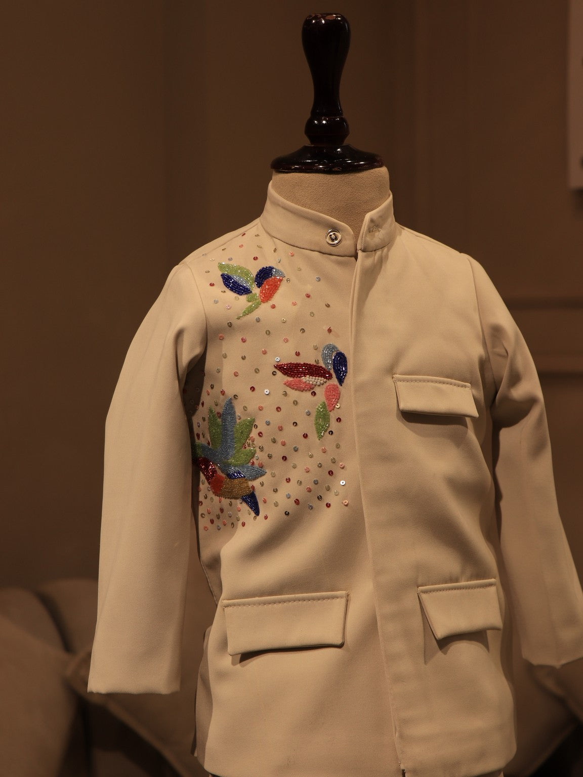 Pearl white kids jodhpuri set