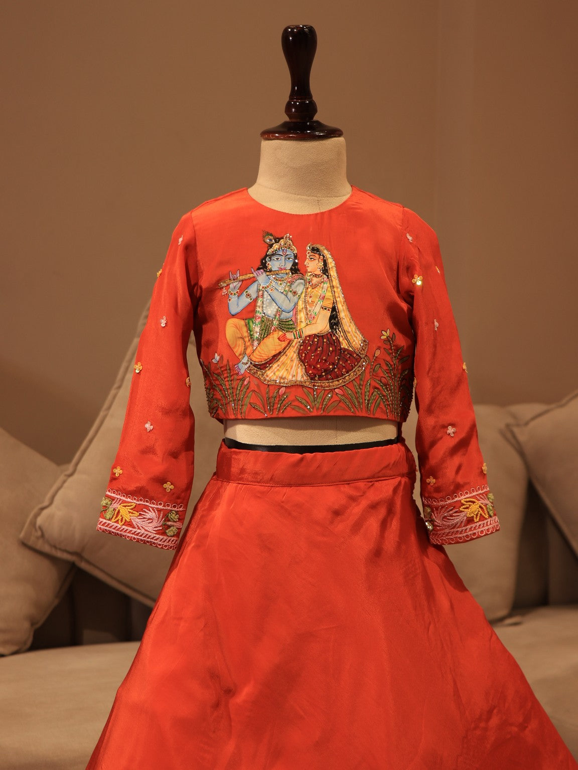 Rust orange radha krishna ji kid dress