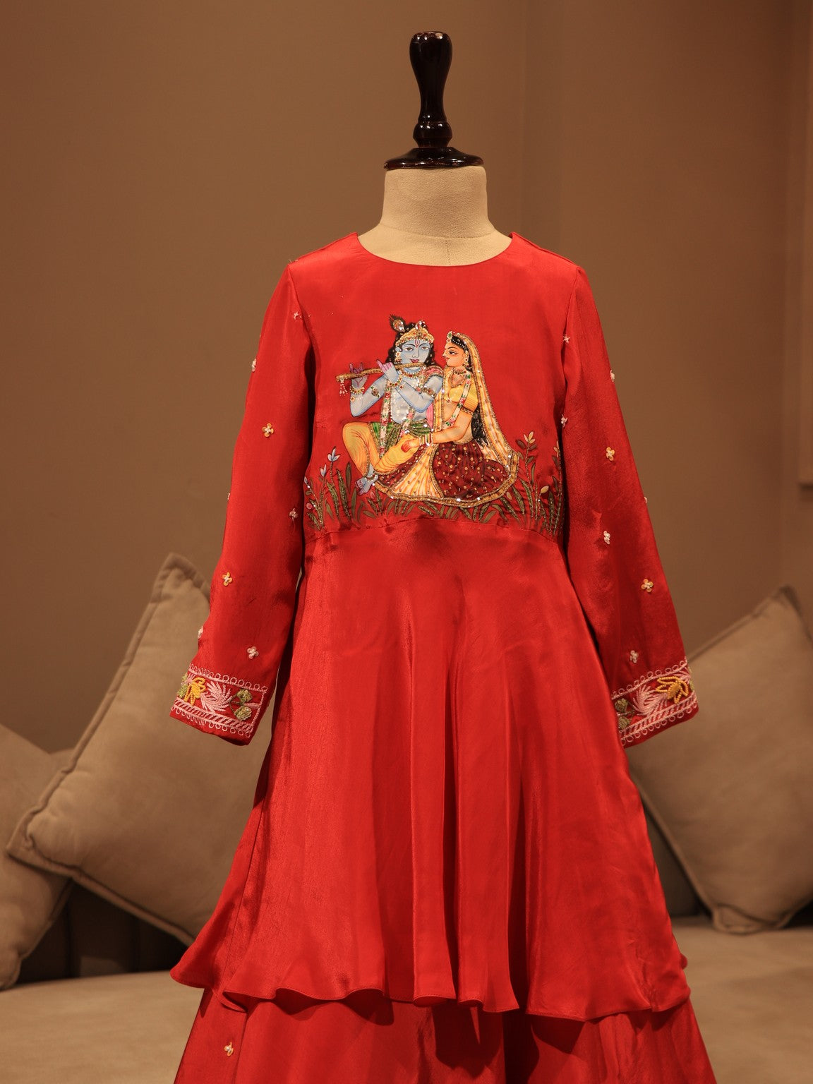 Rust orange radha krishna ji kids dress
