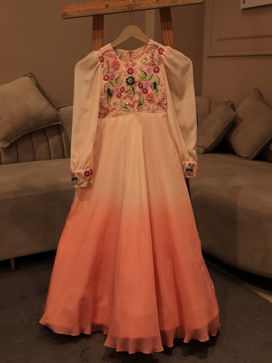 Peach shaded kid gown