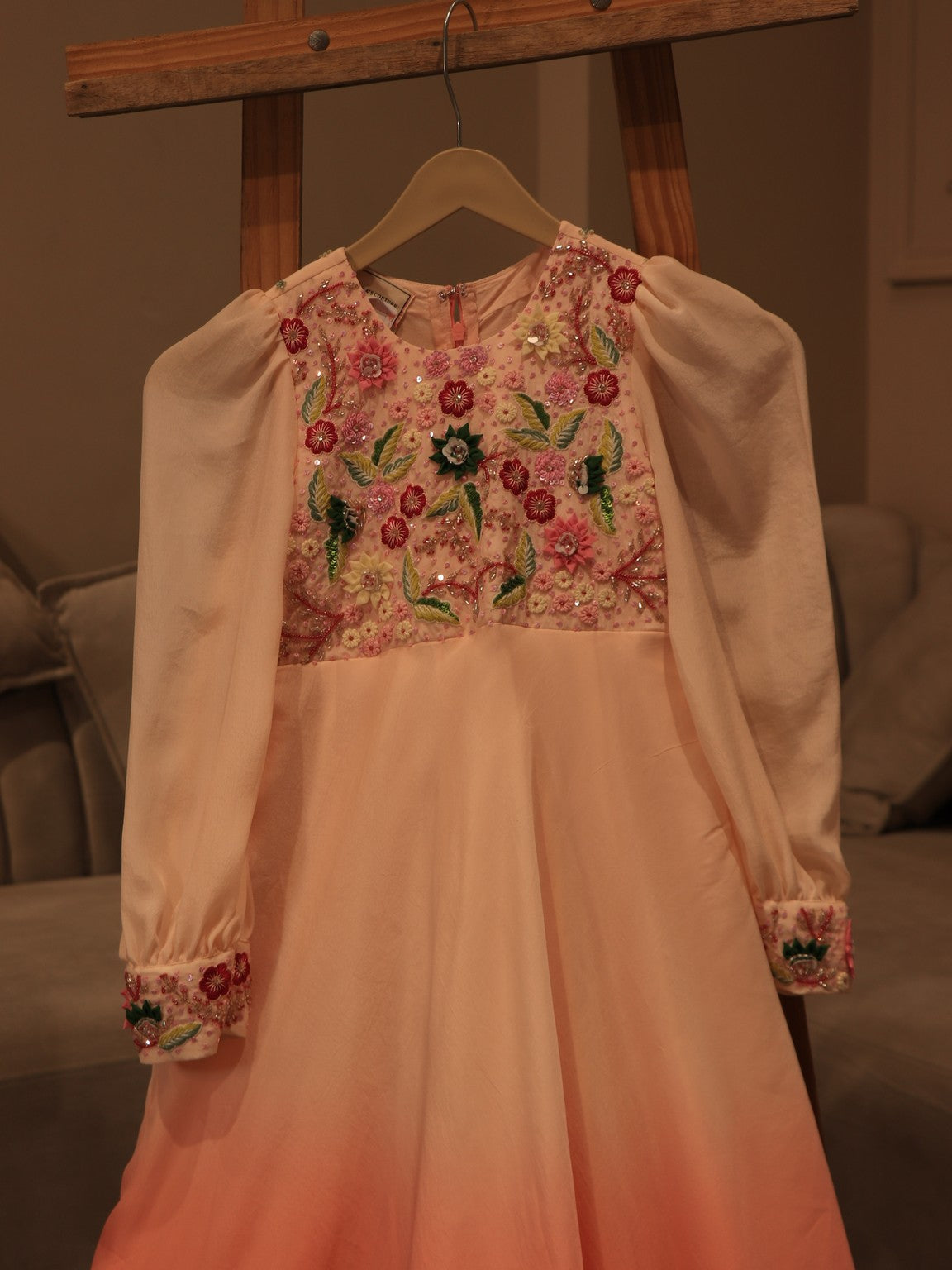 Peach shaded kid gown