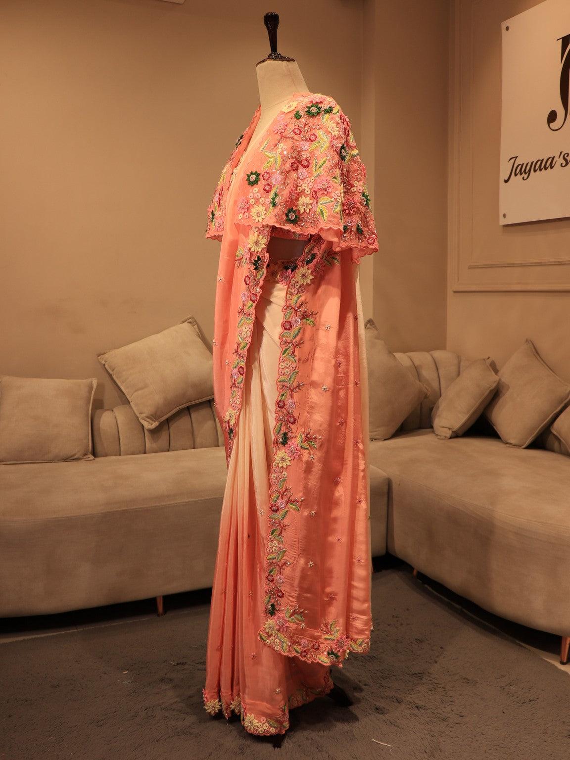 peach shaded saree