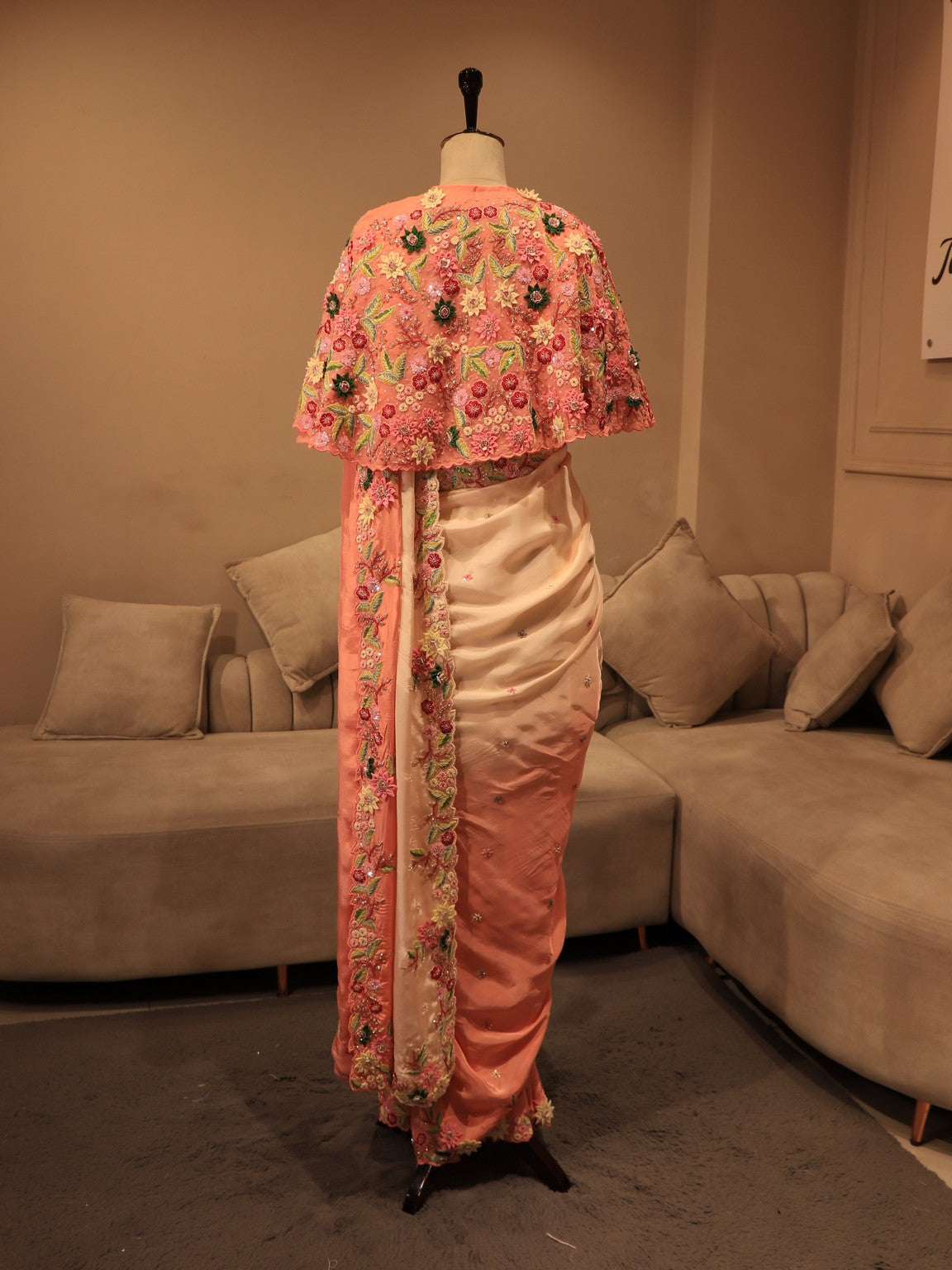 peach shaded saree