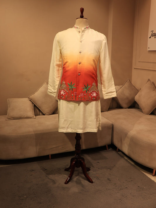 Off white rust orange shaded