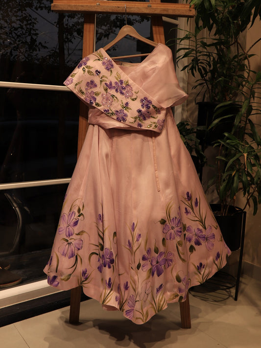 lavander shaded kids cape top and skirt