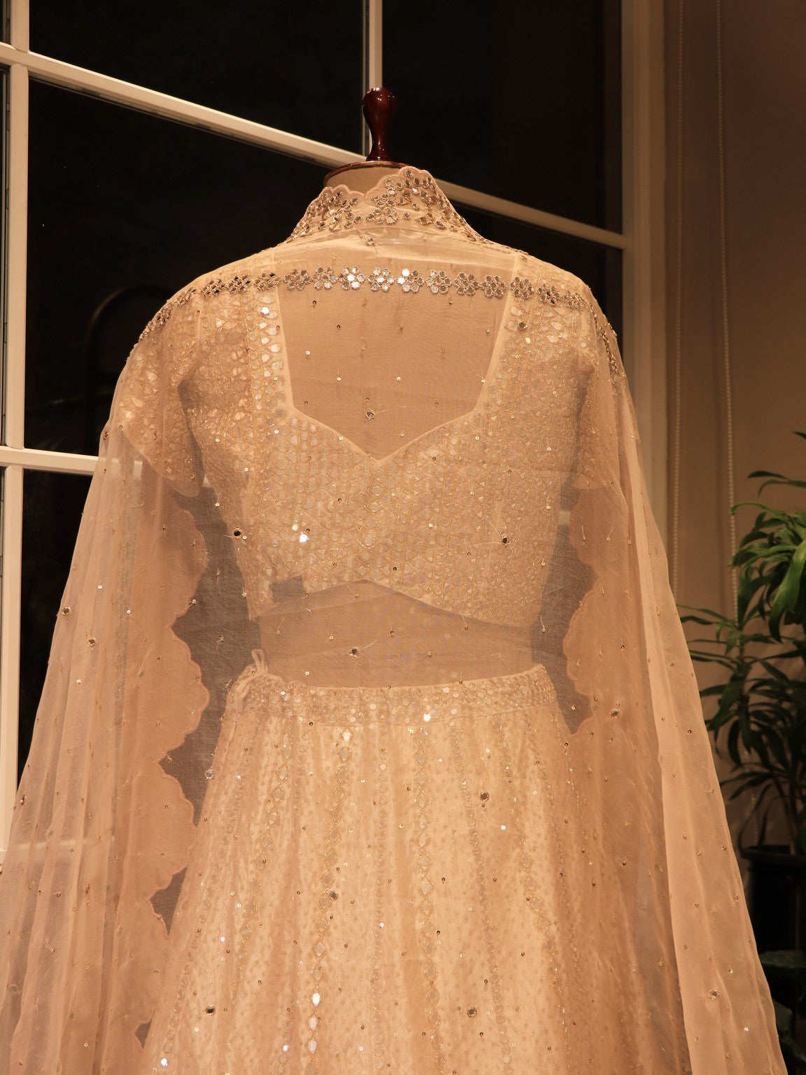 Champagne gold tissue mirror lehenga set