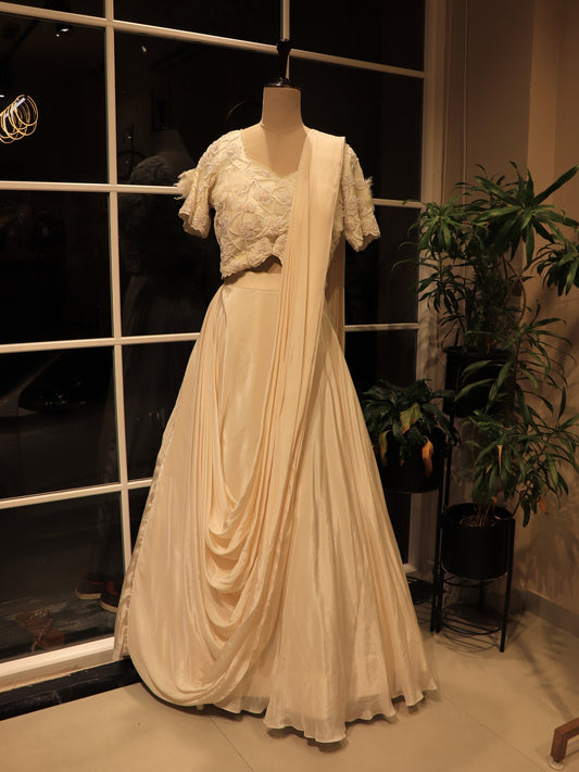 Off white pearl lehenga set