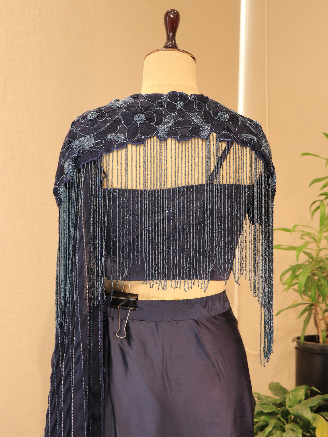 Navy Blue drape saree