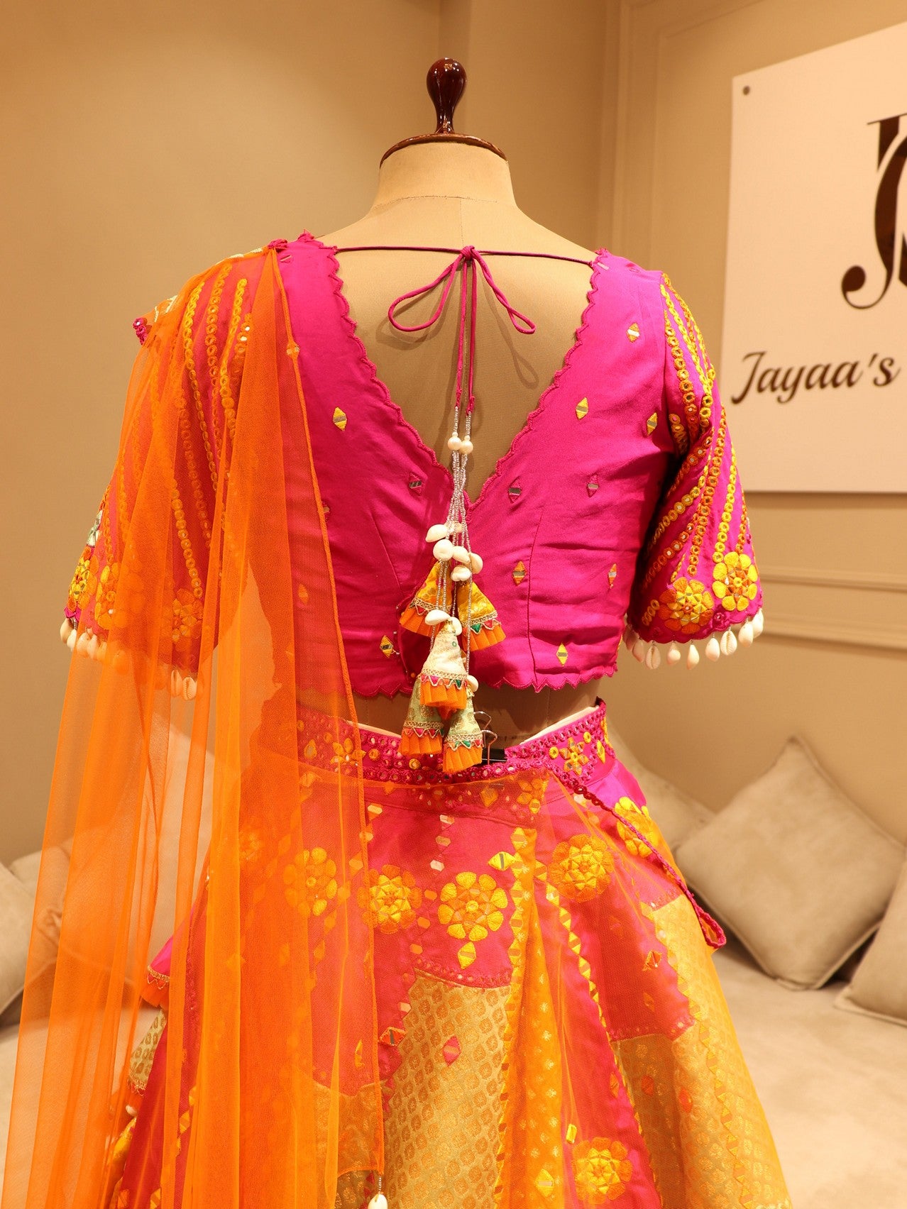 Rani Orange multi shaded lehenga