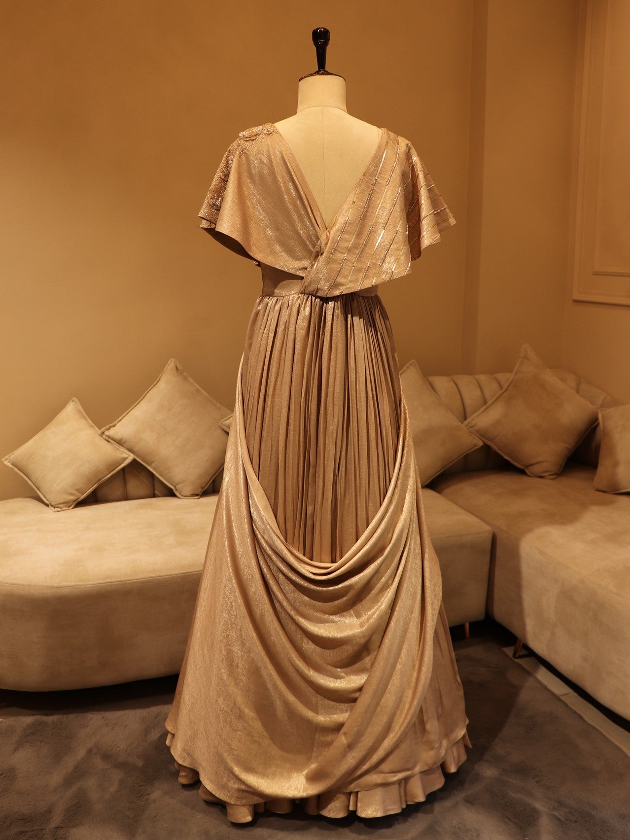 Beige drape gown