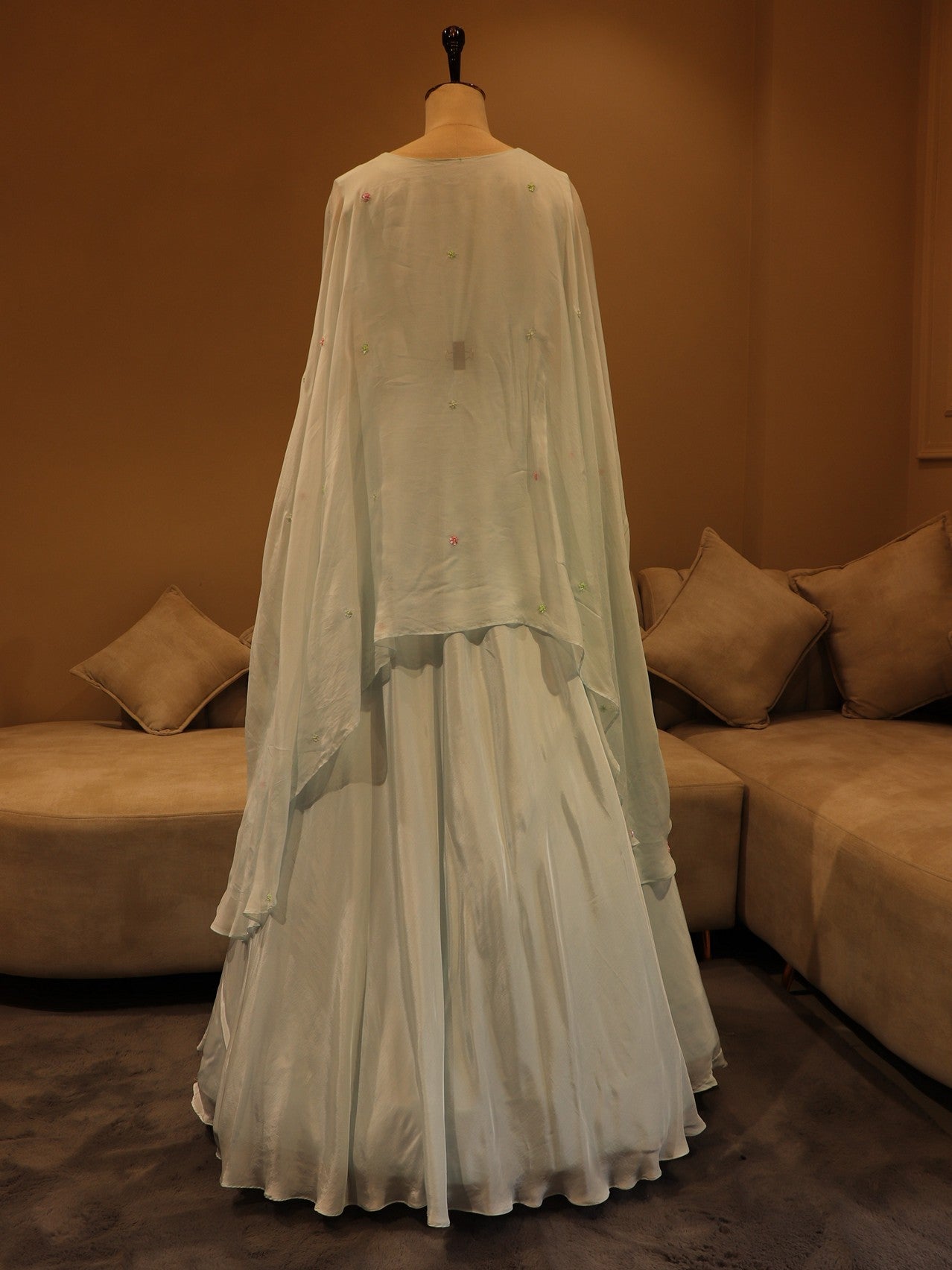 Powder blue drape gown