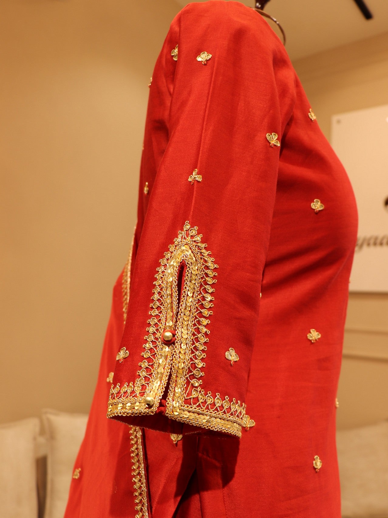 Red marodi kurta with plazo and kurta