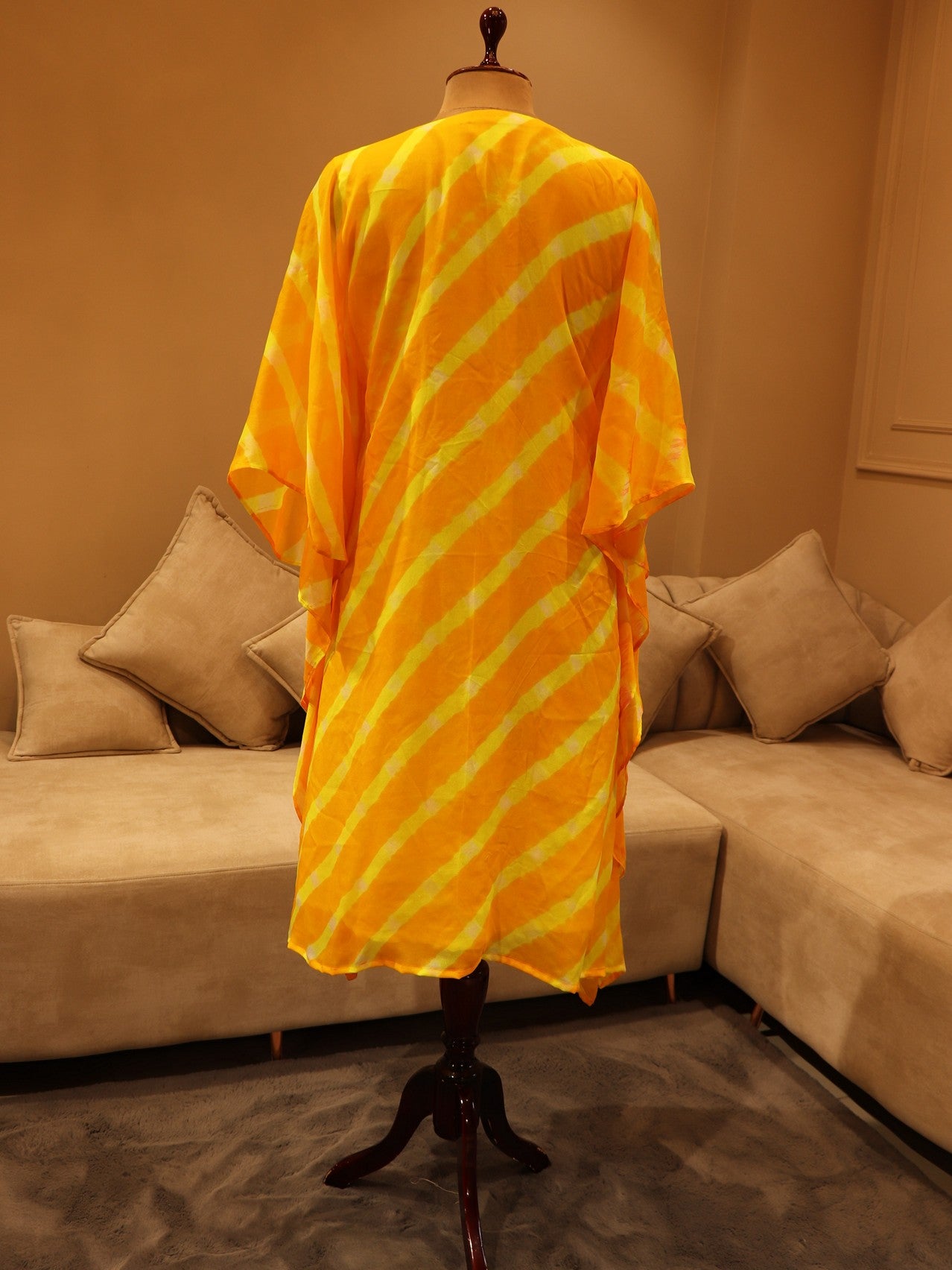 yellow leheriya kaftan with pants