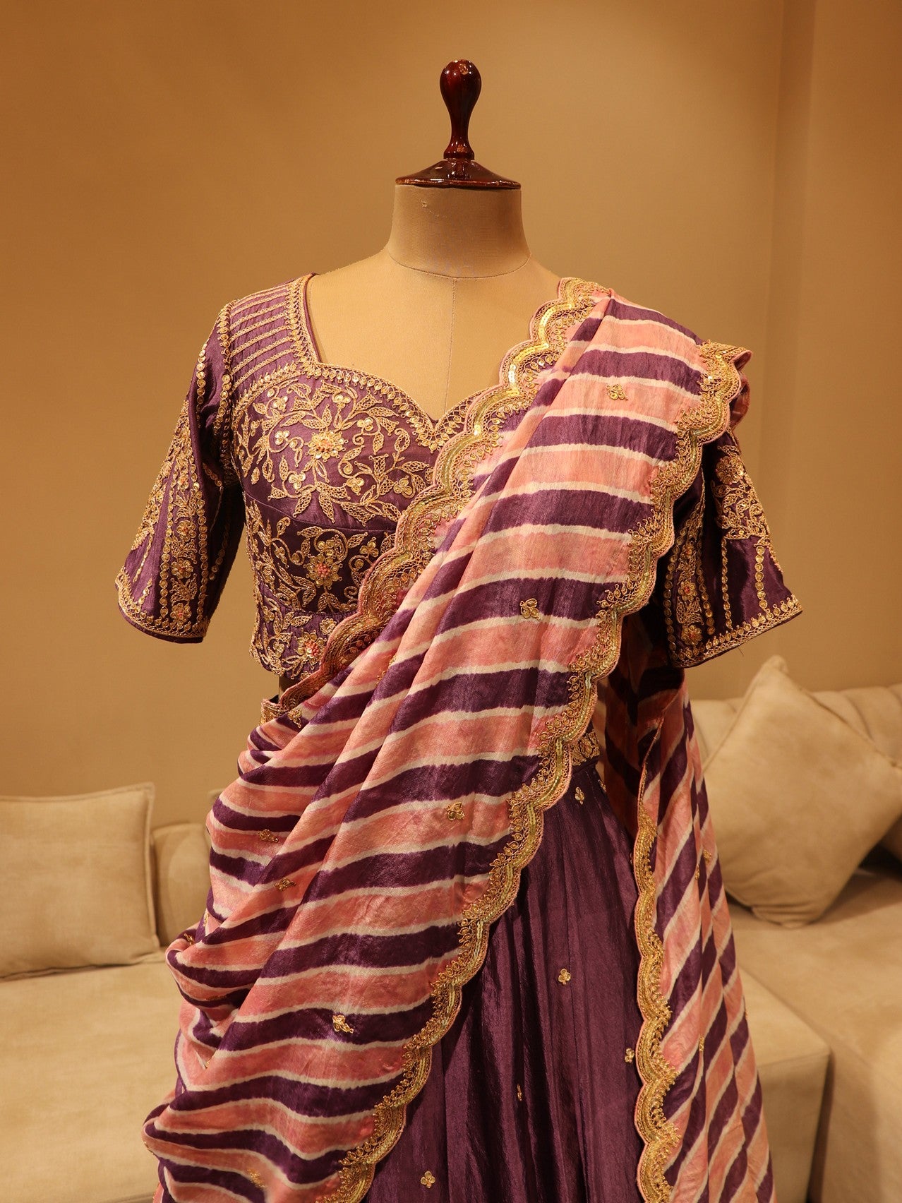 Mauveish purple leheriya lehenga set