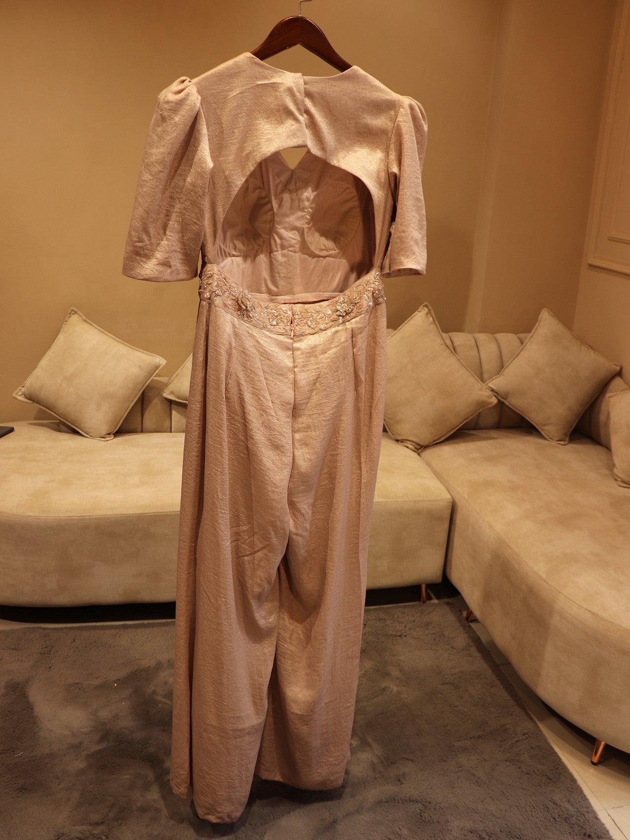 Peach jump suit