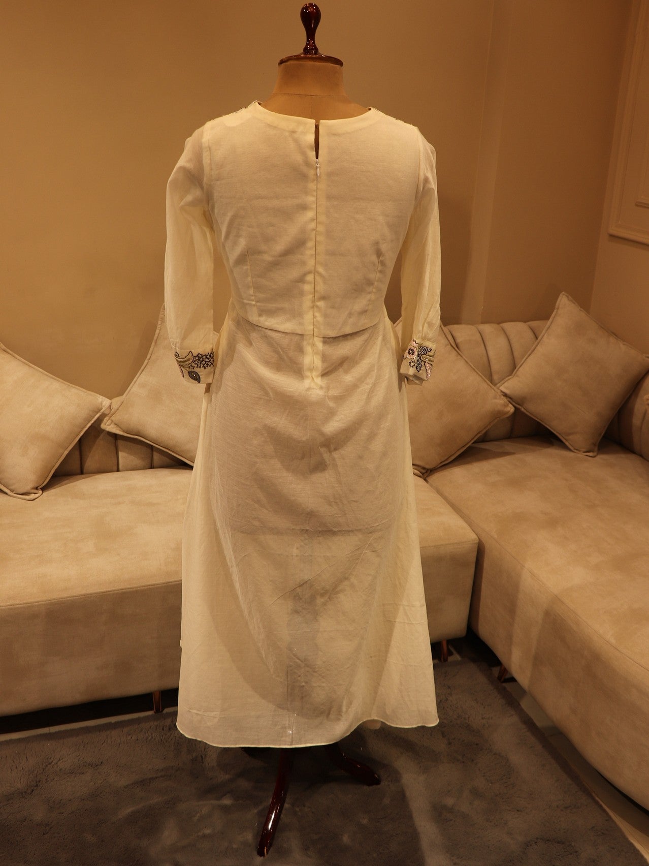 Pearl white flaired top pants and chiffon dupatta