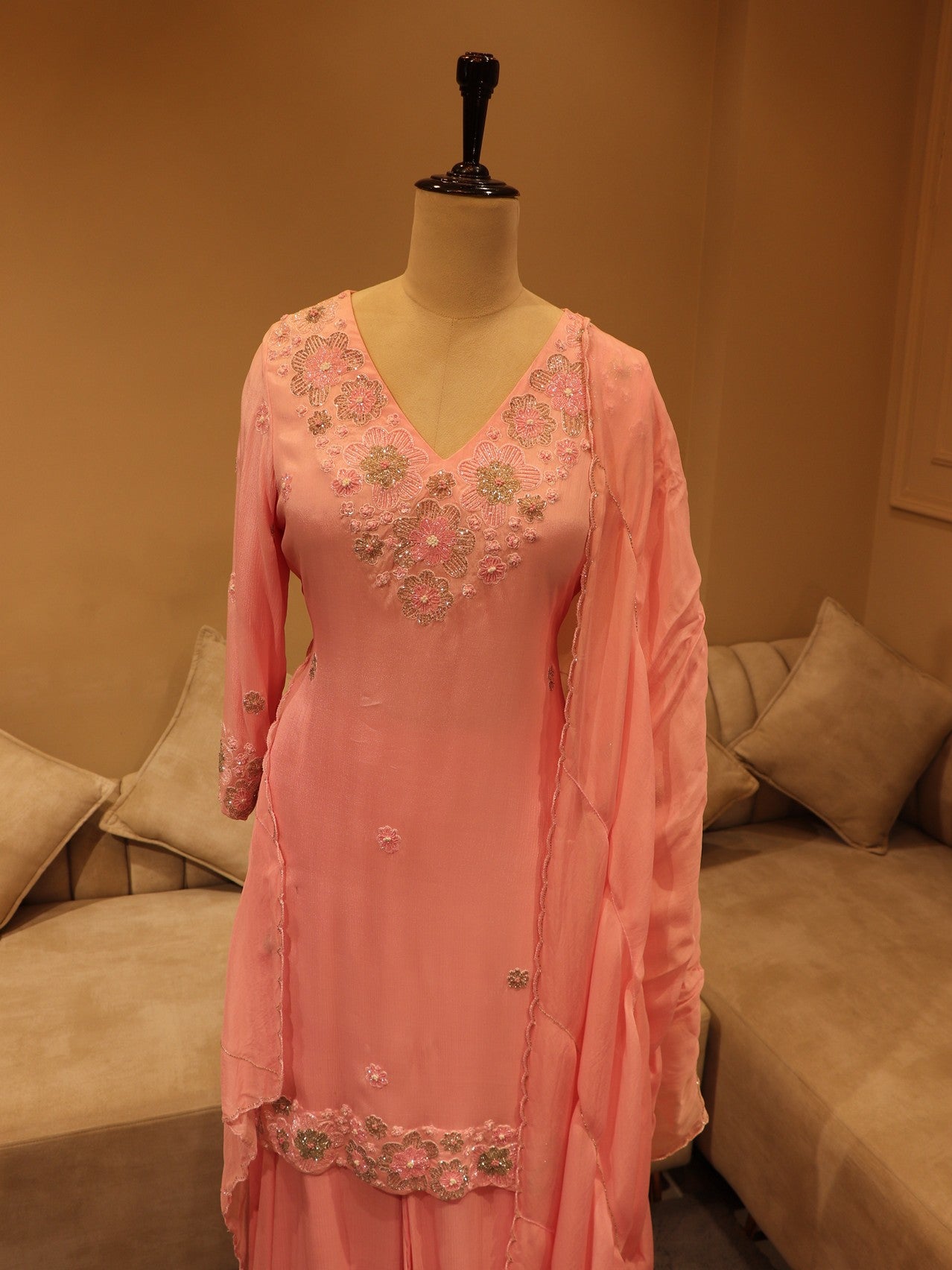 Pink kurta plazo with dupatta