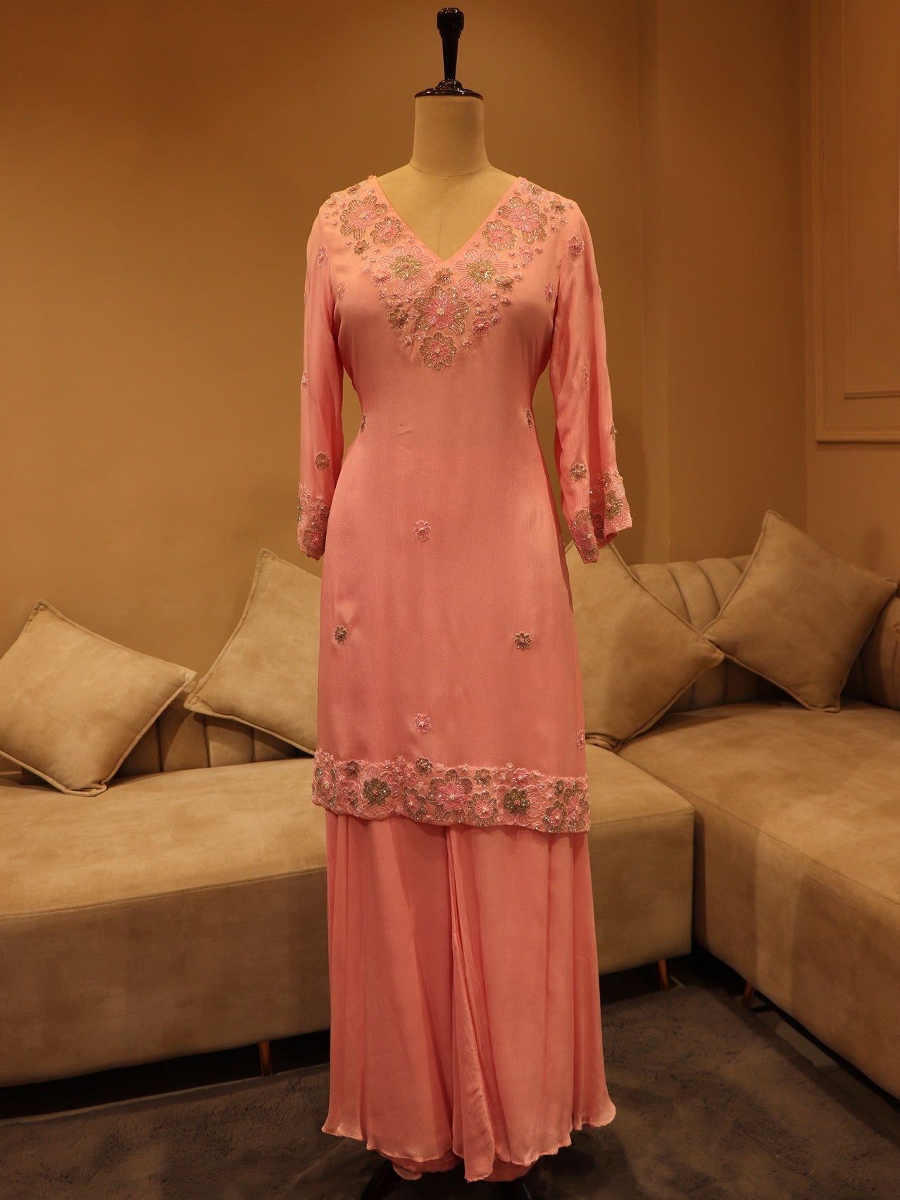 Pink kurta plazo with dupatta