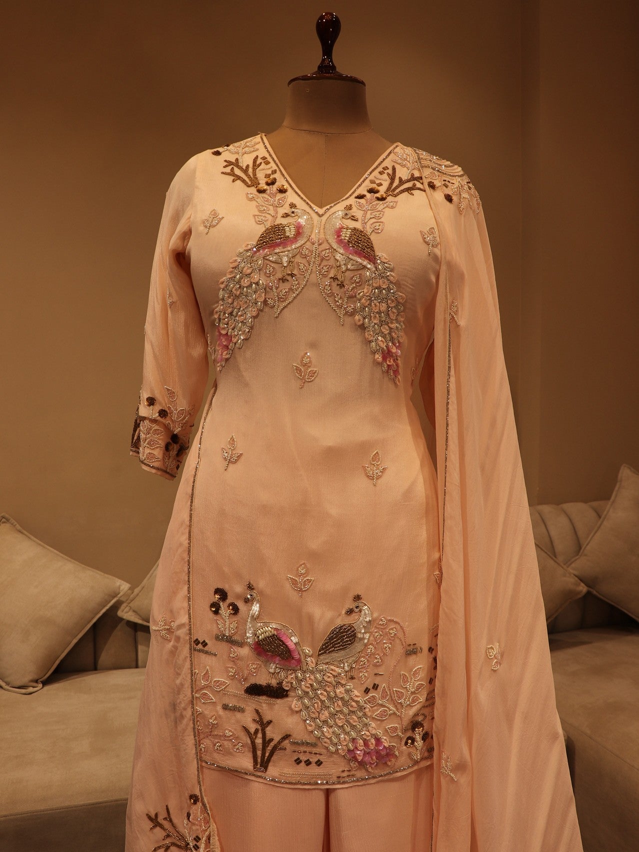 Blush pink kurta plazo dupatta