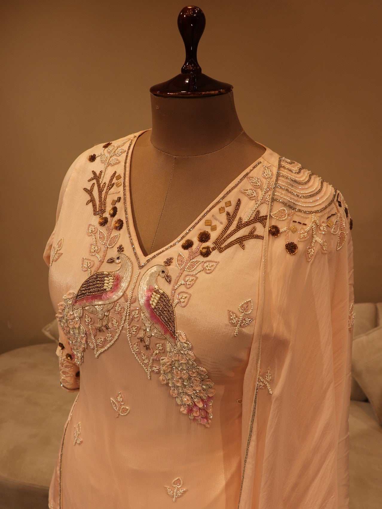 Blush pink kurta plazo dupatta